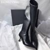 Модные Элегантные Женские Высокие Каблуки Высокие Сапоги Кожаный Заостренный Носок Модная Обувь 2025 Зимний Тренд Дизайнерские Сапоги до Колена Туфли Лодочки Botas De Mujer