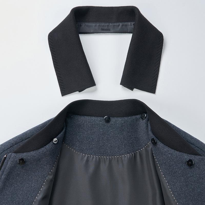 Autumn and Winter Cashmere Jacket, Middle-aged Men's Lapel Business Casual Woolen Woolen Jacket, Short Daddy Top