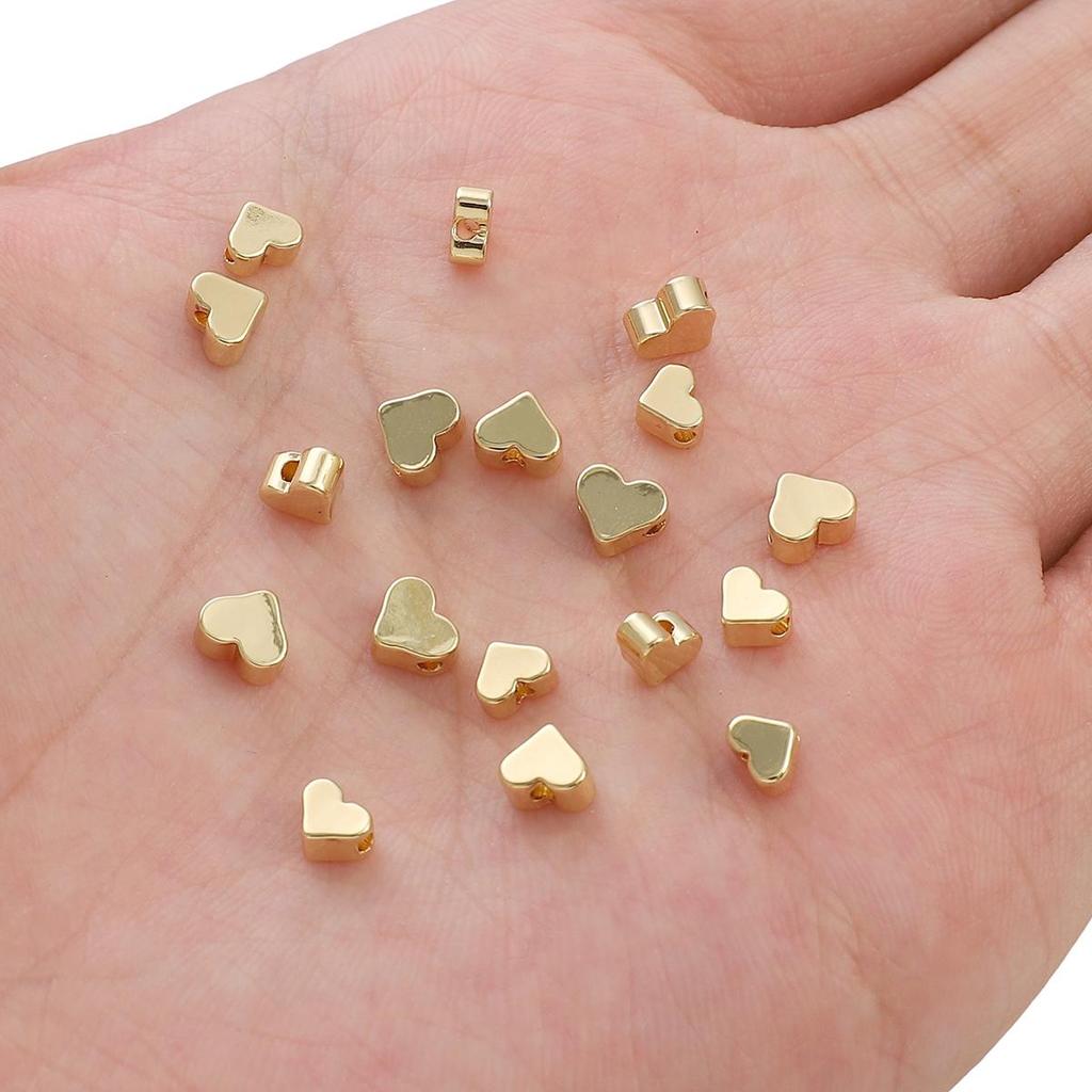 10pcs Copper Heart Beads Charm for Bracelet Earring Necklace DIY Jewelry Making