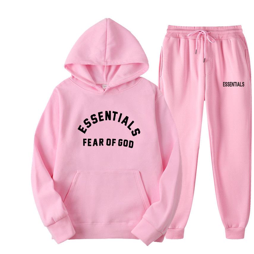 ESSENTIALS FEAR OF GOD Замбия Двойная Линия Плюс Бархатный Комплект Худи для Мужчин и Женщин