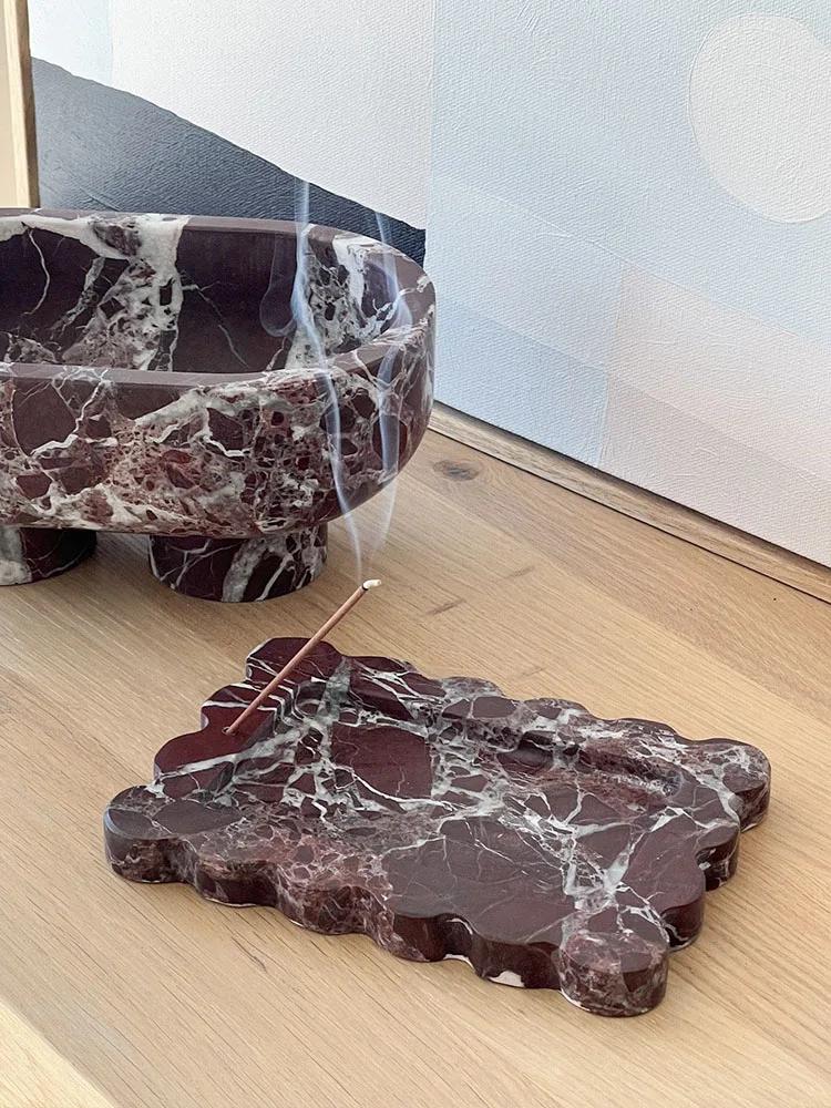 Light Luxury Style Natural Marble Art  Storage Tray Creative Home Living Room Tabletop Decoration SauCer Jewelry Storage Dish