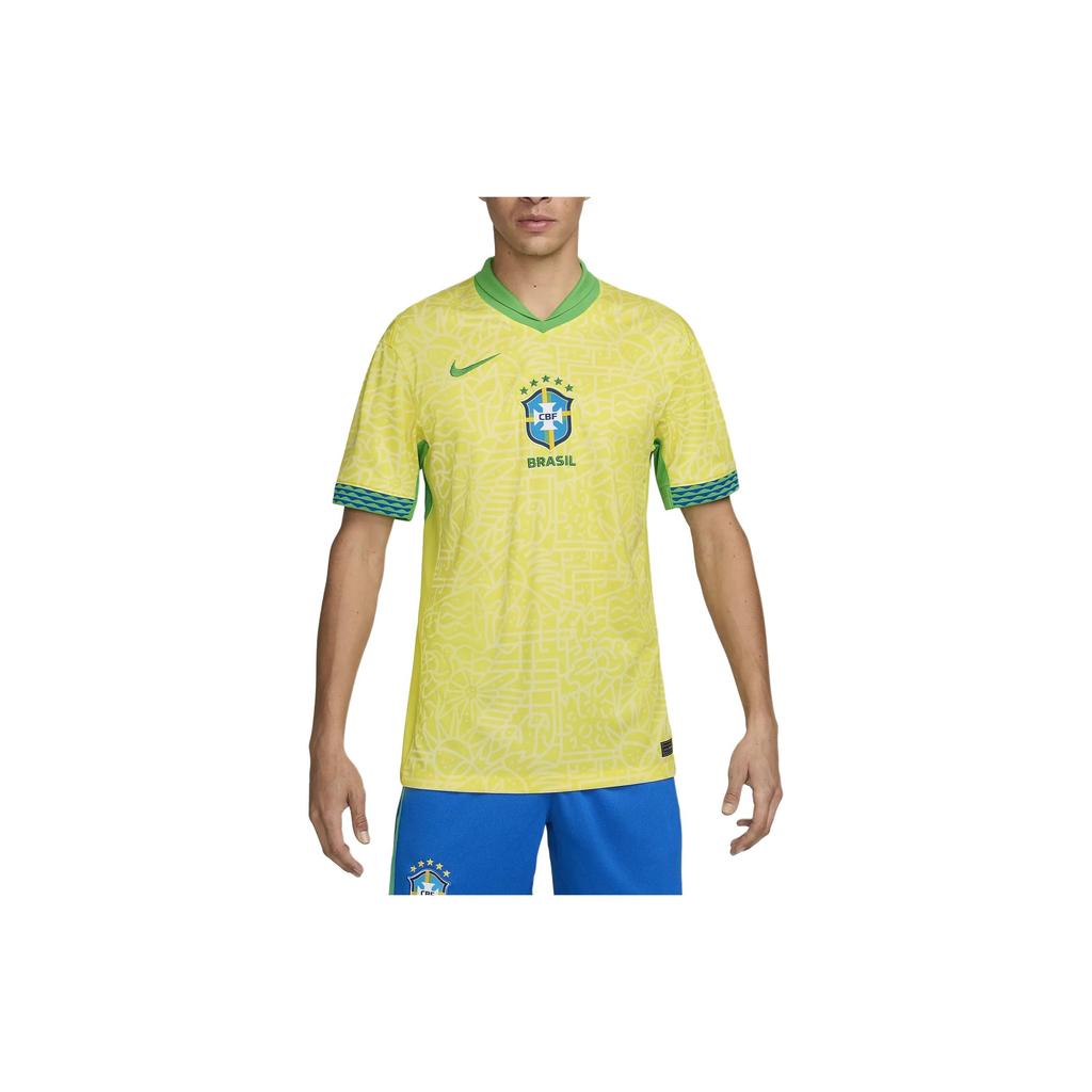 Nike Бразилия 2024 Домашний Джерси Желтый/Зеленый Spark Мужская уличная одежда FJ4284-706