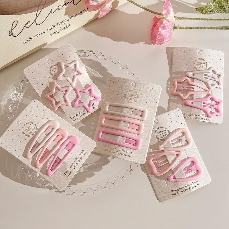 3Pcs/Set Hairpins For Women Girls Star Bb Hair Clips Pin Mini Korean Style Frosted Pink Color Snap Ornaments Accessories
