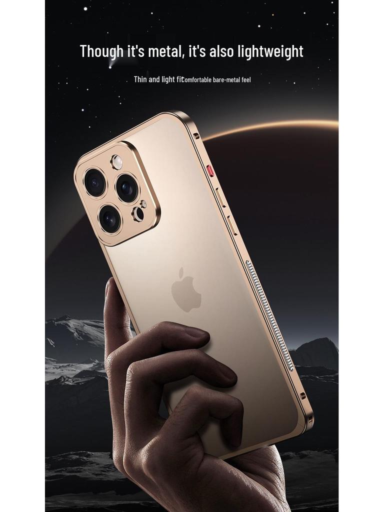 Ультратонкий Легкий Металлический Чехол для iPhone 16/15 Pro с Дизайном Пряжки в Виде Морского Конька и Теплоотводом