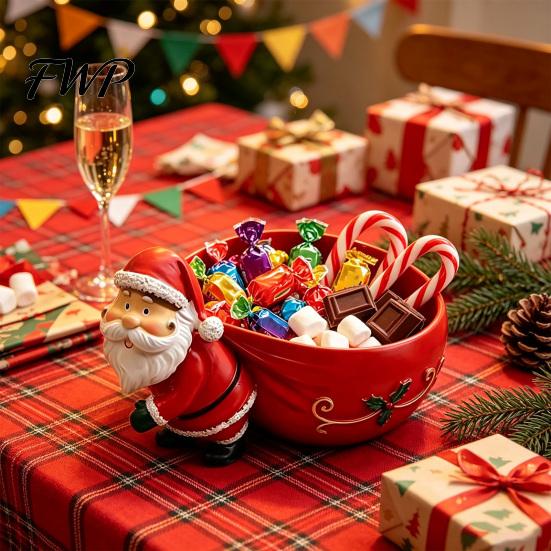 Christmas Gift for Family Santa Claus Candy Bowl, Resin Desktop Organizer, Decorative Fruit Dish, Storage Basket Keys And Snacks Creative Bowl