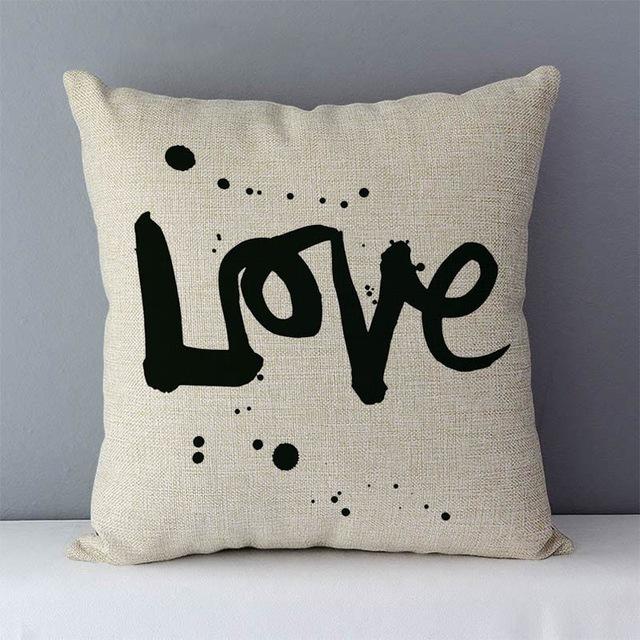 Popular Phrase Words Letters Printed Couch Cushion Home Decorative Pillows 45X45Cm Cotton Linen Square Cushions \"Love You More\
