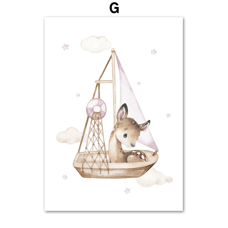 Летающие животные самолет воздушный шар дирижабль детская настенная живопись на холсте плакат на скандинавскую тему и принт девушка комната домашний декор