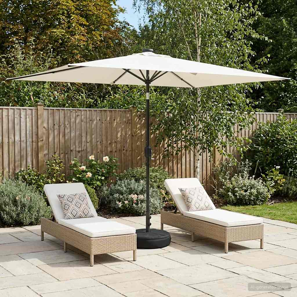 Garden Umbrella with LED Lights and Base 200 x 300 cm