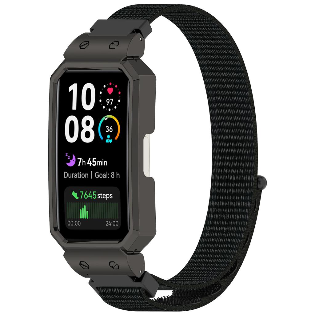 Ремешок для часов для Huawei Band 10/10 NFC/9/9 NFC/8/8 NFC, нейлоновый ремешок на липучке с металлическим корпусом