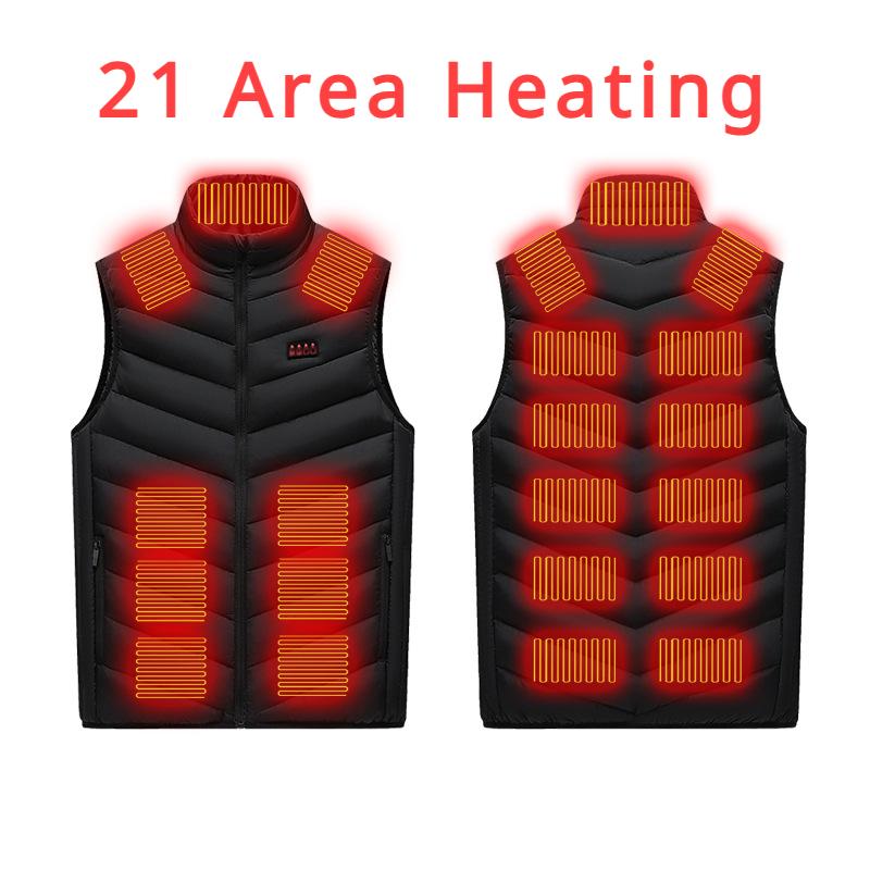 Men USB Infrared 17 Heating Areas Vest Jacket Men Winter Electric Heated Vest Waistcoat For Sports Hiking