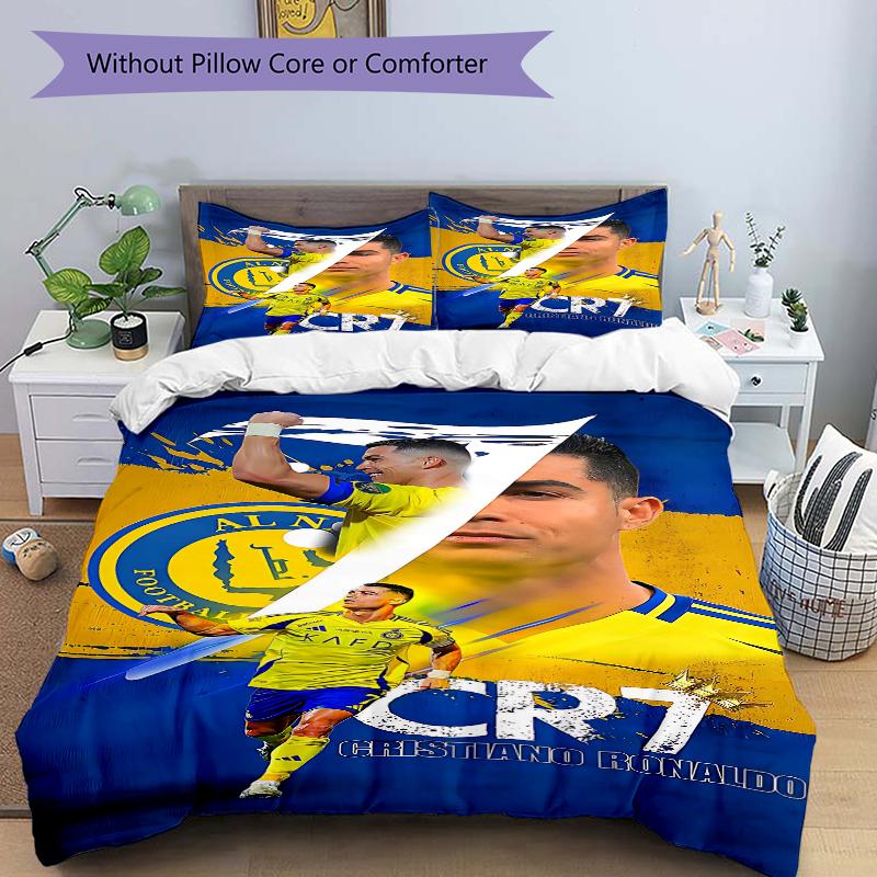 3Pcs Cristiano Ronaldo Cr7 Bedding Set Soft Fabric Duvet Cover Pillowcases Home Christmas Xmas Halloween Gift 1 Duvet Cover 2 Pillowcase N1391