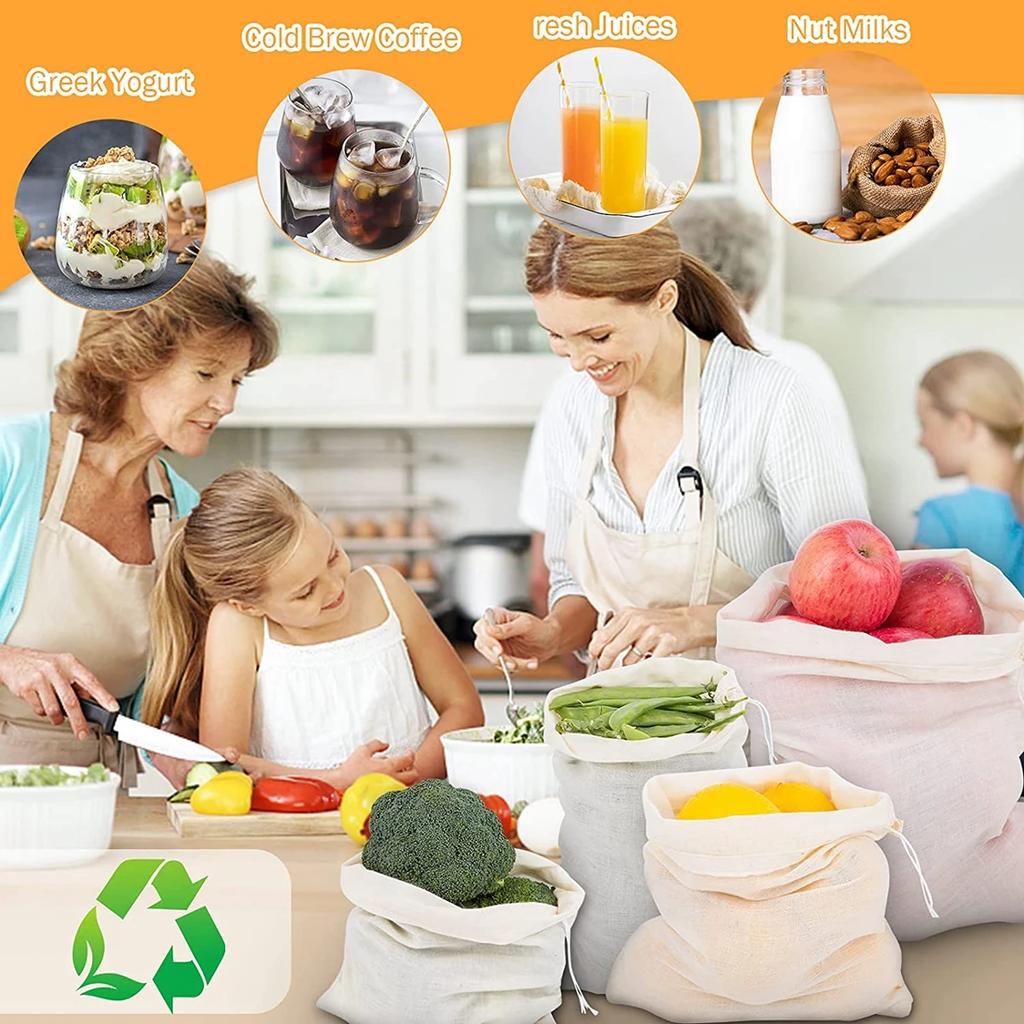 3 шт. мешков для орехового молока, кухонные тканевые фильтры, многоразовые хлопковые фильтр-мешки, йогурт, чай, кухонная мелкая сетчатая марля с завязками