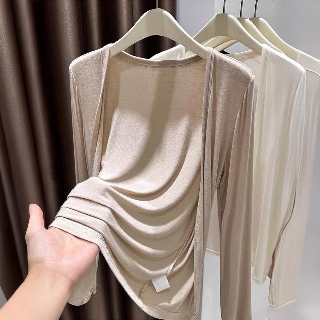 Long-sleeved Solid Color Cardigan Shirt for Women 2025 Autumn and Winter New Style Fashionable and Versatile