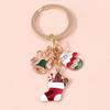 Cute Enamel Christmas Santa Claus Keychain Snowman Key Ring Pendants for Key Holder Handbag Accessories DIY X'mas Jewelry Gift