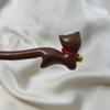 Vintage Gold Silk Sandalwood Hairpin with Bell Charm - Classical Chinese Style