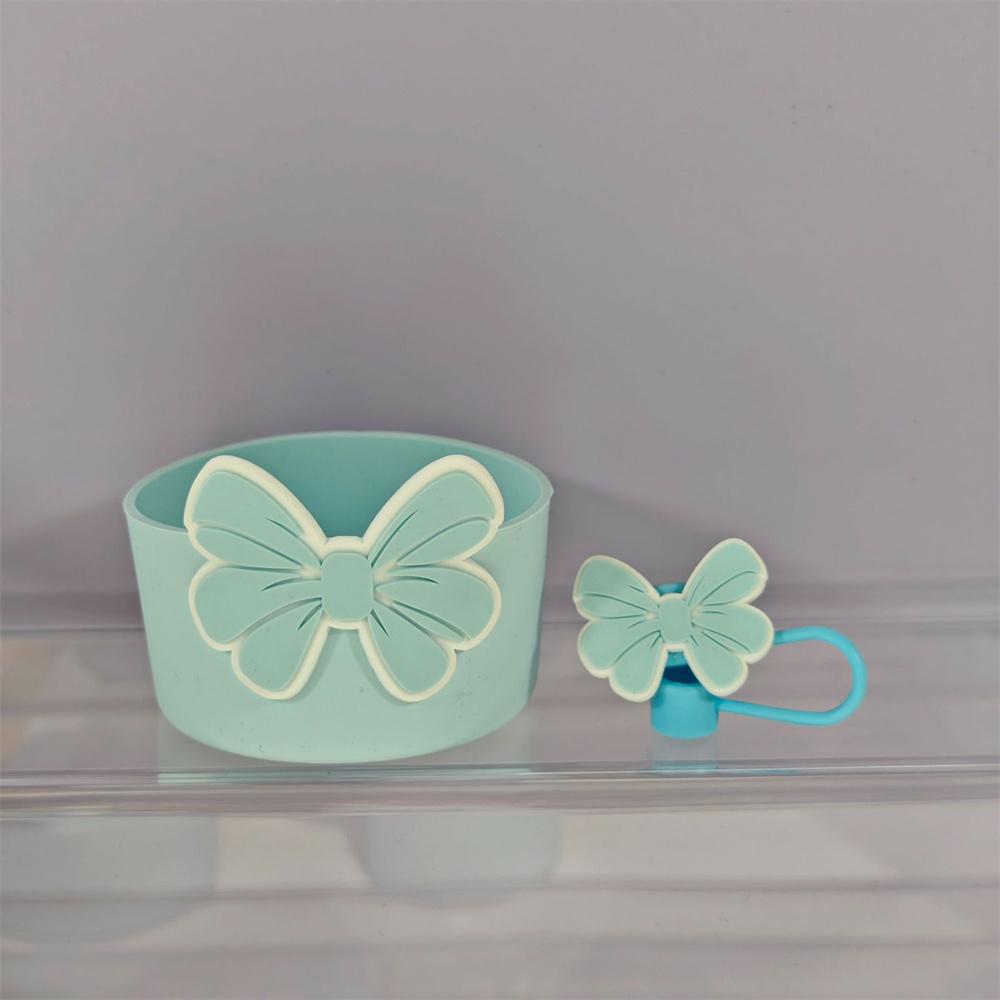 Cute Bow Silicone Boot Bottom Sleeve Cover for Stanley 30/40 OZ Tumbler Cup Protection Case Straw Covers Cap For Stanley Cup