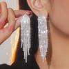 Fashion Super Flash Rhinestone Long Fringed Earrings