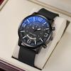 Men's Casual Blue Light Silicone Quartz Watch with Large Dial and Double Scale