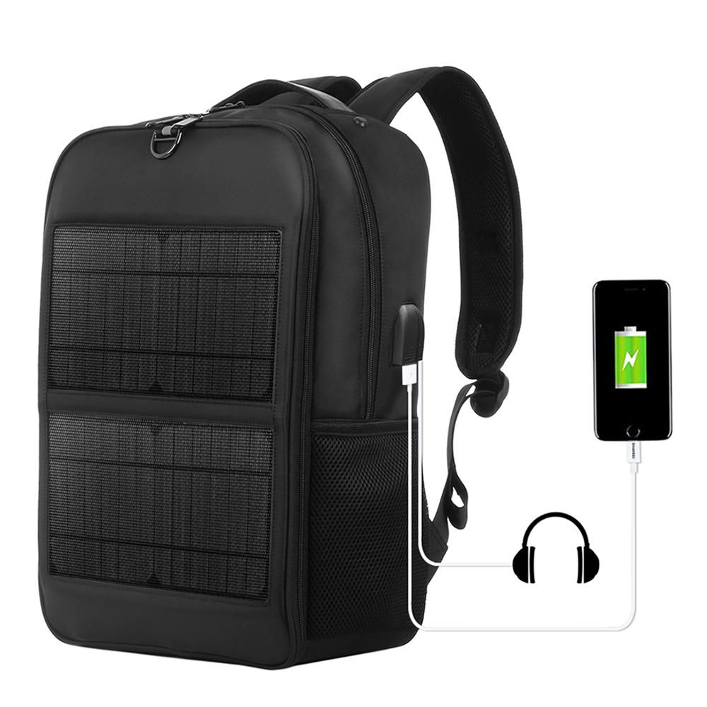 Solar Backpack with 14W Solar Panel Dual USB Port Waterproof Nylon Backpack for Outdoors