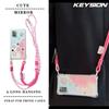 KEYSION Crossbody Strap Phone Case for Samsung A51 4G Cute Cartoon Long Lanyard Mirror Shockproof Cover for Galaxy A51
