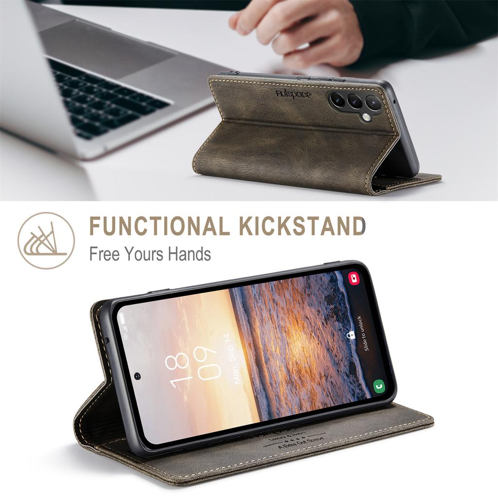 Премиальный винтажный кожаный чехол-книжка для Samsung Galaxy A55 - Защита RFID, откидная крышка со слотами для карт, противоударный ретро-стиль (4 цвета)