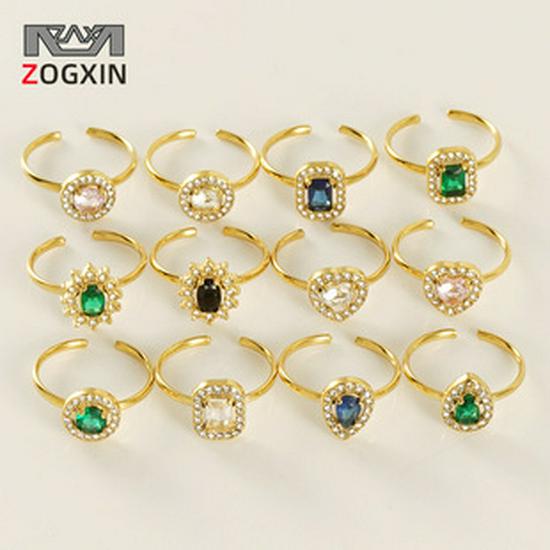 Европейское и американское 18-каратное золото, нержавеющая сталь, кольцо с полным бриллиантом, регулируемое, многослойное