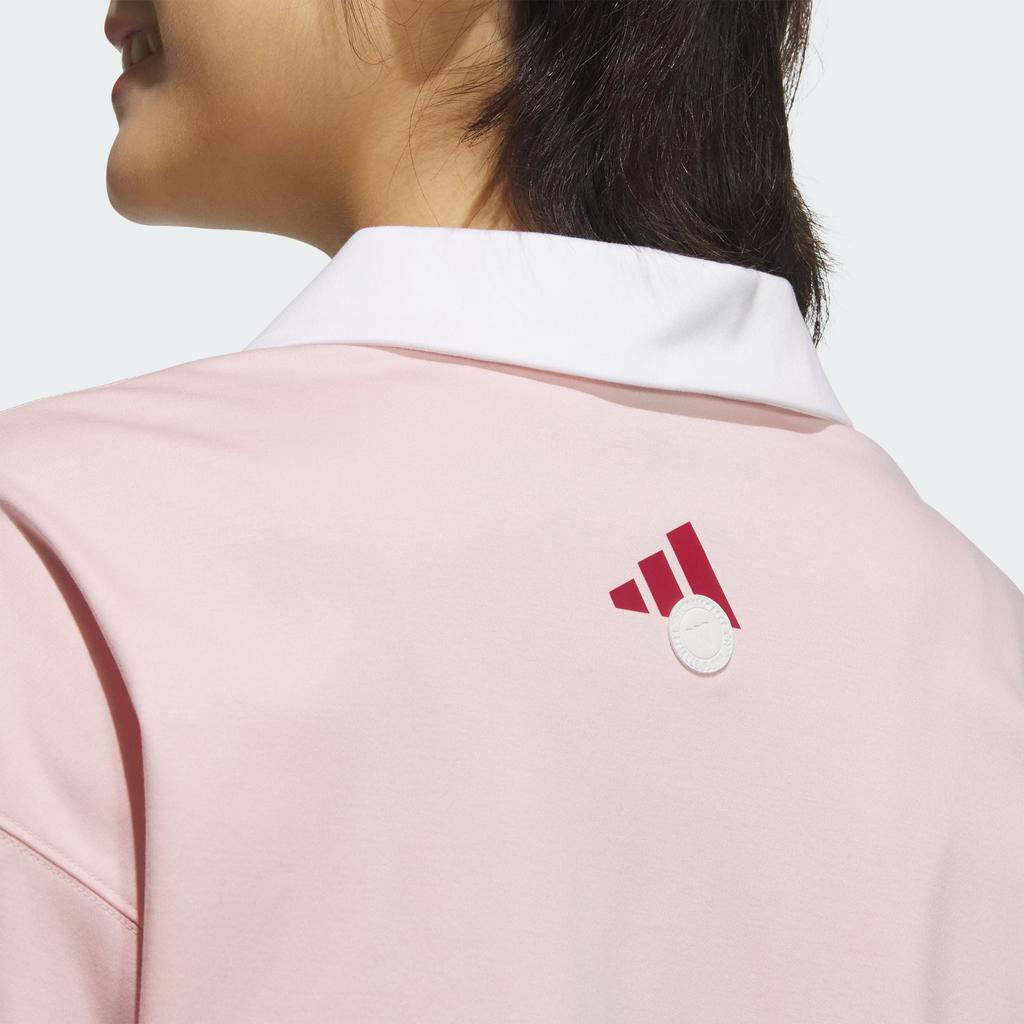 Adidas Verbiage Loose Short Sleeve Polo Shirt Women Tops Light-Pink JZ1584