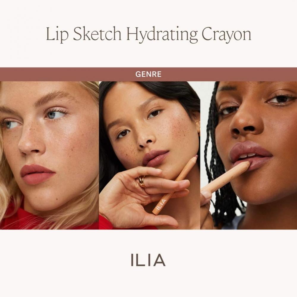 Ilia Lip Sketch Hydrating Lipstick + Lip Liner Crayon 0.08 Oz Genre Mauve Brown