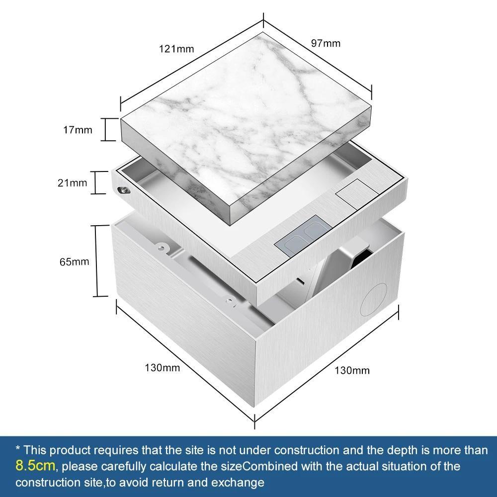 130*130мм Встраиваемая версия Напольная розетка Сменный модуль Силовая розетка Нержавеющая сталь Скрытый адаптер питания