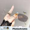 Модные и высококлассные безрамочные квадратные фотохромные очки для близорукости, защищающие от синего света и нейтральные для двойного использования в помещении и на улице