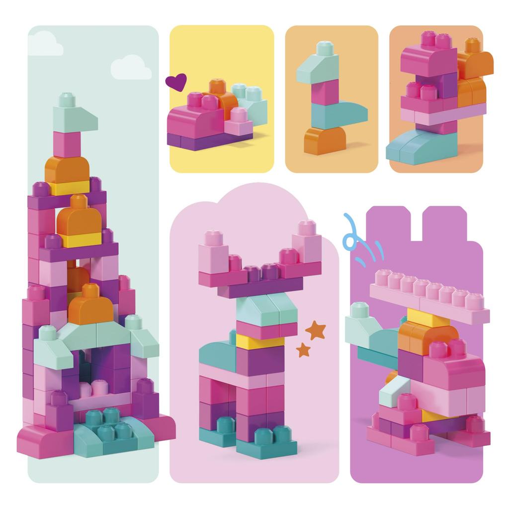 MEGA Mega Blocks for Ages 1 and 80 Block Pink Number of Pastel DCH62 for Ages 1 and Up Up, Pack, Blocks, Educational/learning Toy, Pieces 80,