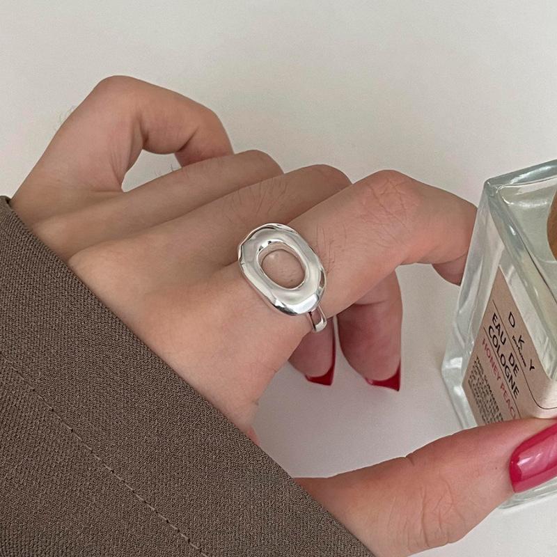 Stainless Steel Simple Hollow Rings for Women Geometric Fashion Smiple Open Handmade Allergy Party Jewelry Gifts New