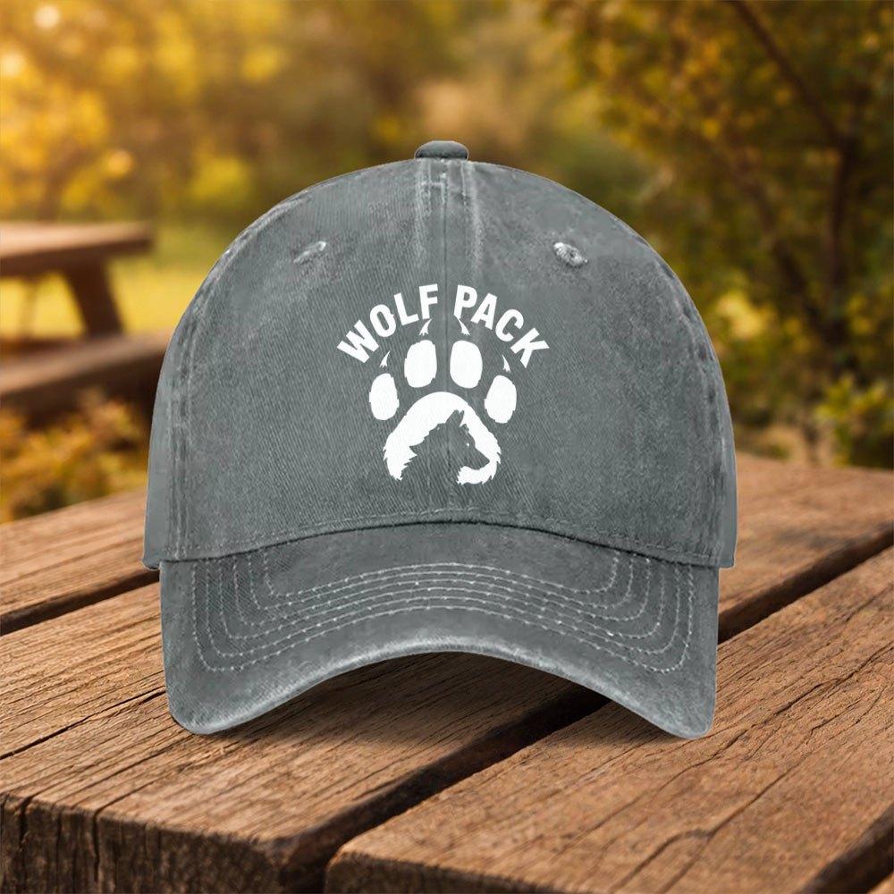 Wolf Pack Paw Print Baseball Cap Unisex Duckbill Hat for Outdoor Sports Fitness Travel