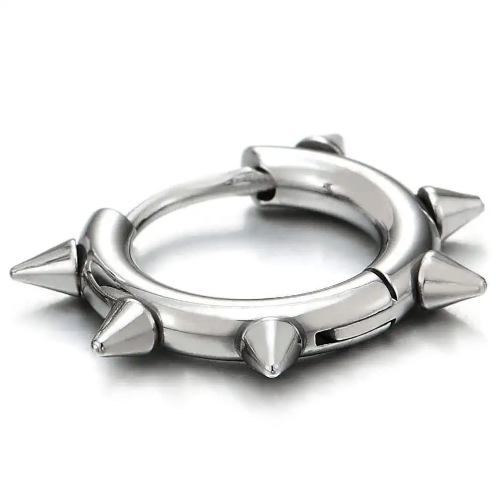Серьги-кольца Spike Circle Huggie Hinged для мужчин и женщин, готический рок, хип-хоп, треугольные конусные серьги-кольца