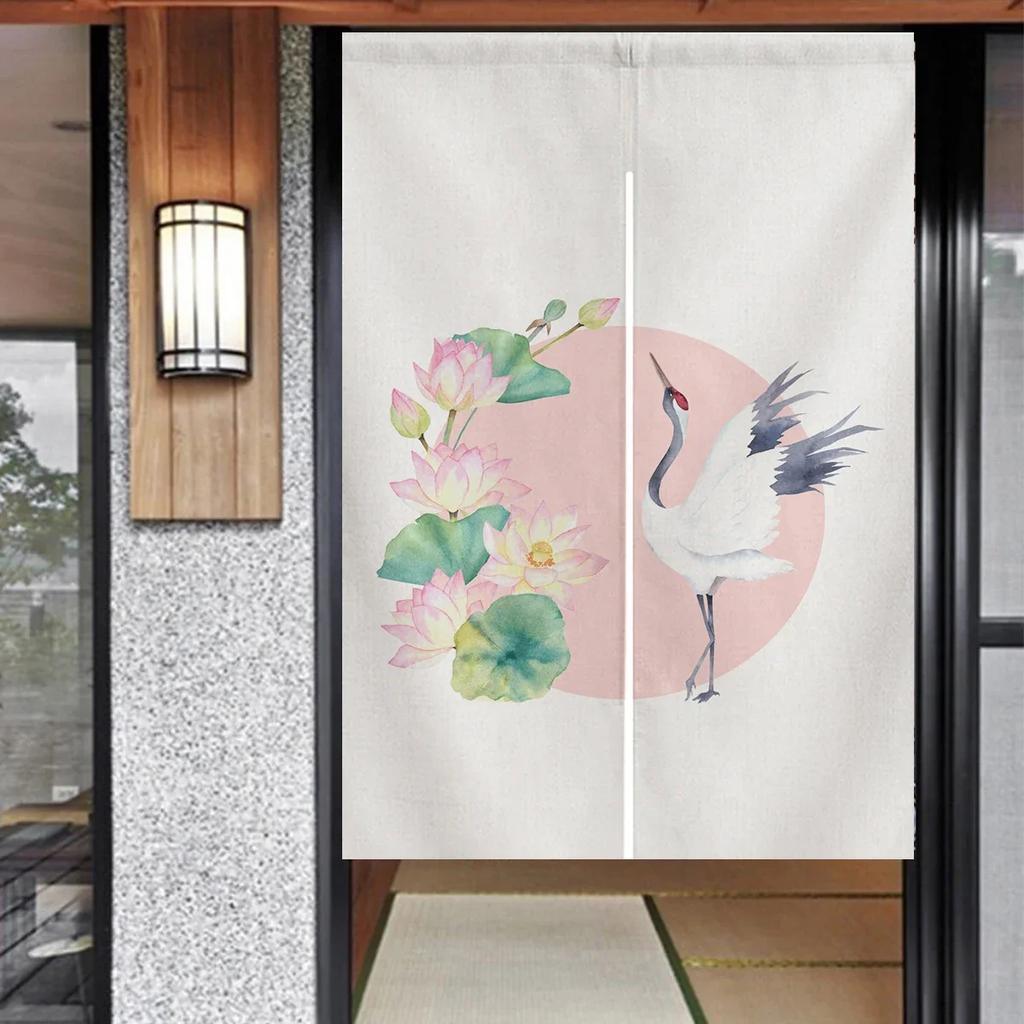 Дверные занавески японские Noren Five Cranes Room Partition Kitchen Decoration Poster Hanging Doorway Tapestry for Bedroom