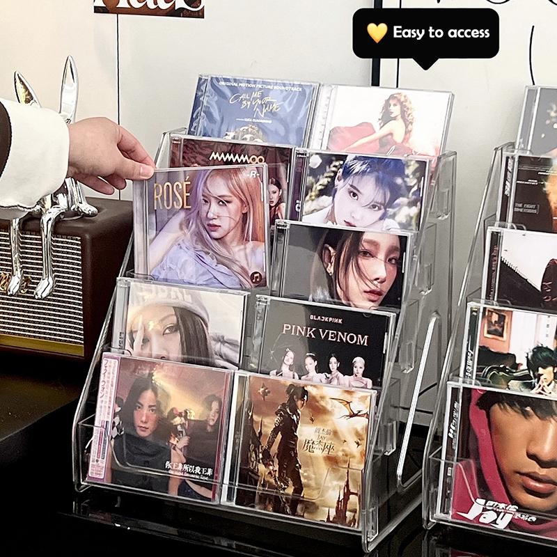 Стеллаж для CD на 5/7 ярусов, Стеллаж для демонстрации альбомов, Прозрачный стеллаж для хранения пластинок и кассет, Многофункциональный настольный стеллаж