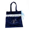 Moomin Lace and Velour Drawstring Tote Bag Navy Little My MOOMIN