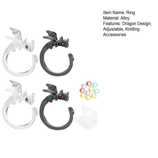 Кольца для натяжения ниток Dragon Crochet Регулируемые кольца для вязания крючком с металлическими спиральными маркерами петель Кольцо-держатель пряжи Dragon с коробкой для хранения
