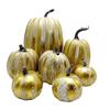 Set of 7 Gold Foam Realistic Pumpkin Decorations for Autumn Thanksgiving Halloween Fall Home Decor with Different Size
