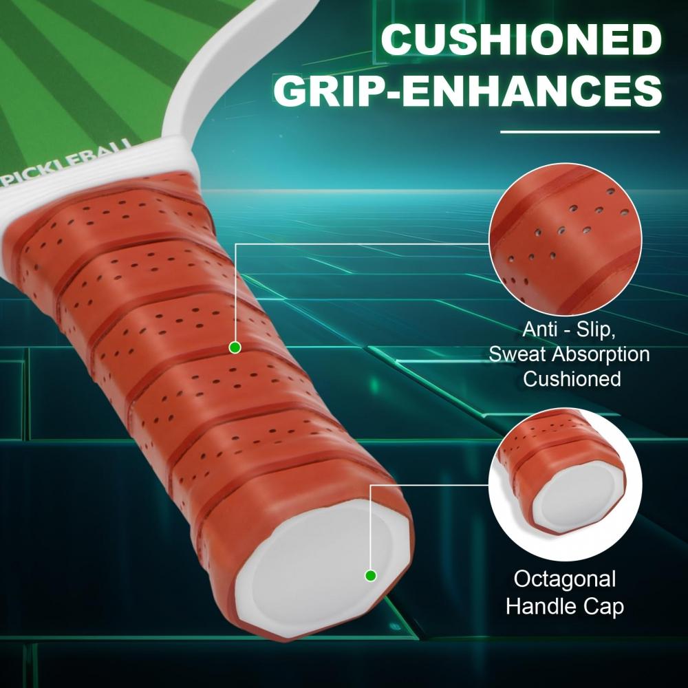 Toplive Набор ракеток для пиклбола, 2 ракетки для пиклбола, 4 мяча для пиклбола, мячи для пиклбола для начинающих с 1 сумкой для хранения мячей для пиклбола, прочный для соревнований