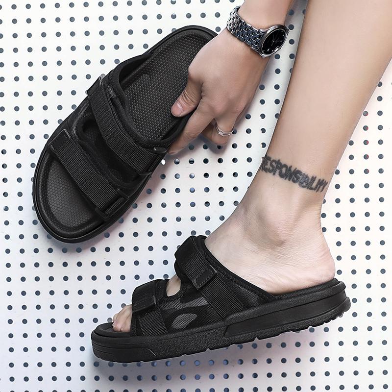 Летние мужские тапочки на открытом воздухе, модные парусиновые туфли на липучках, повседневные туфли для пар, пляжные тапочки без застежек, сандалии, женская обувь, шлепанцы