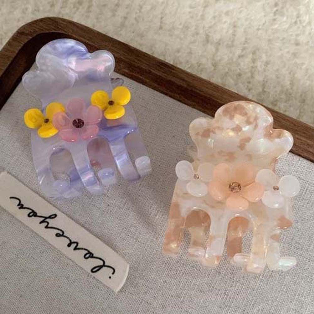 Crystal Flower Hair Clip Acetic Acid Zircon Hairgrip Elegant Small Acetate Hair Claw Party