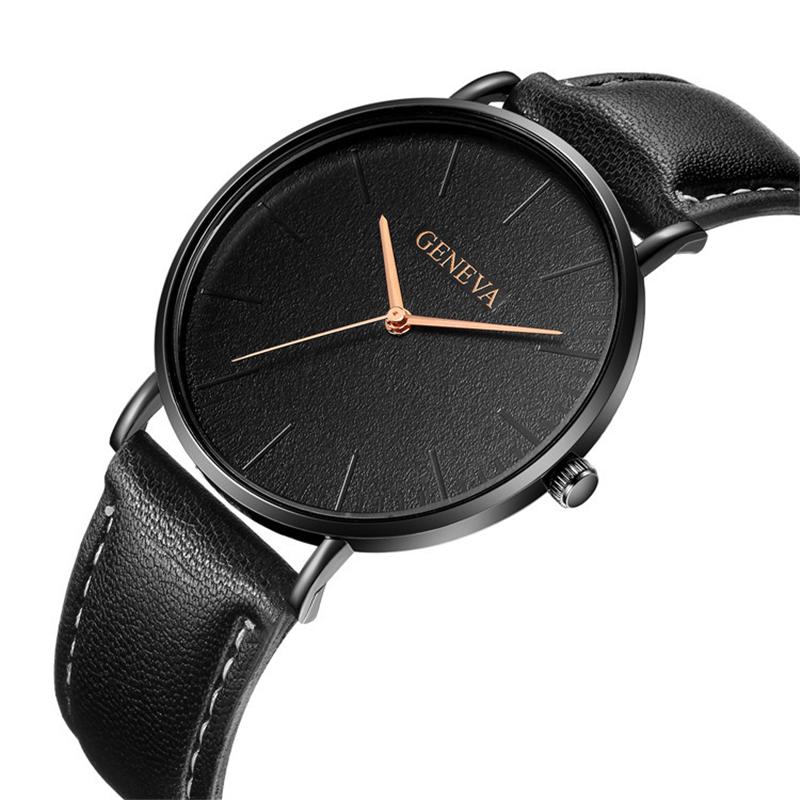 GENEVA Brand Men Watches Fashion Business Mens Quartz Watch Leather Belt Simple Casual Sport Wristwatch Man Relogio Masculino