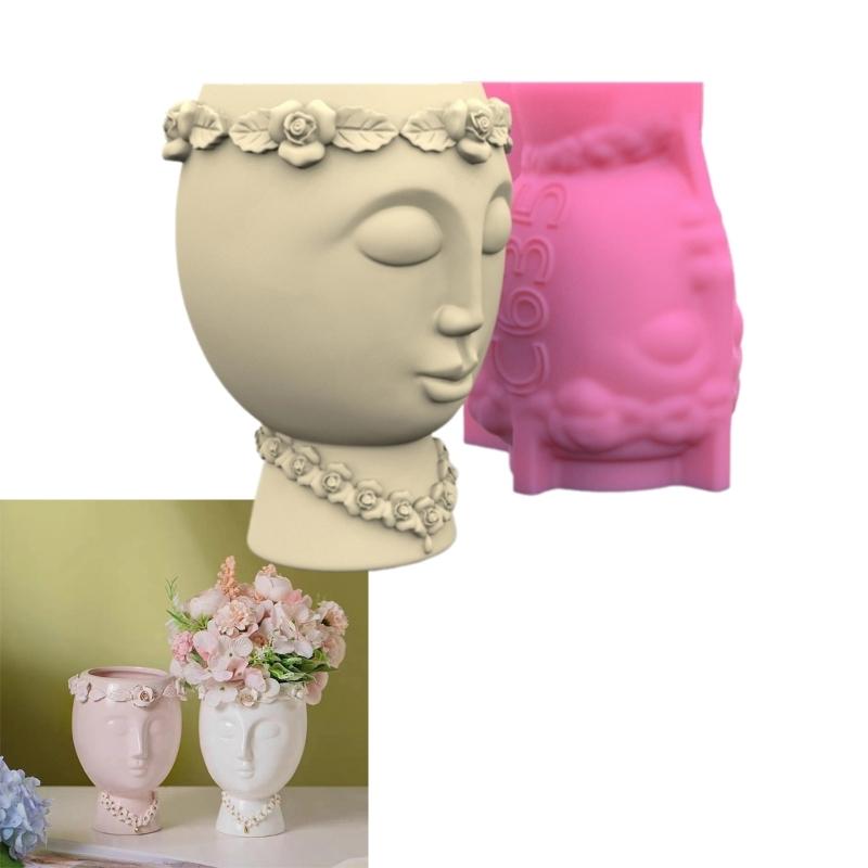 Ваза для цветов, силиконовая форма, инструмент для крафта, формы для сочных ваз в форме лица, бетонная силиконовая форма для цветочного горшка