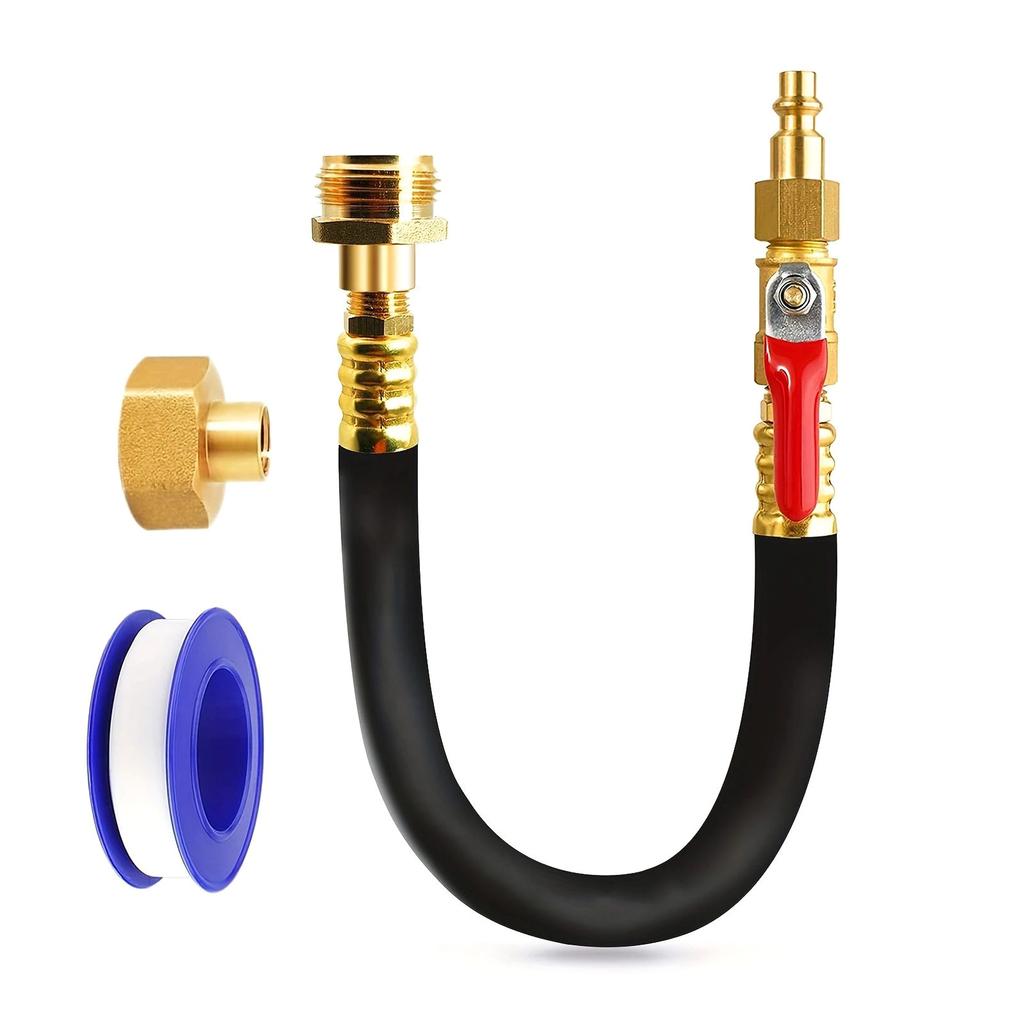 Water Blowout Adapter Winterize Blowout Adapter Hose with Shut Off Valve Quick Connect Sprinkler Winterization Kits