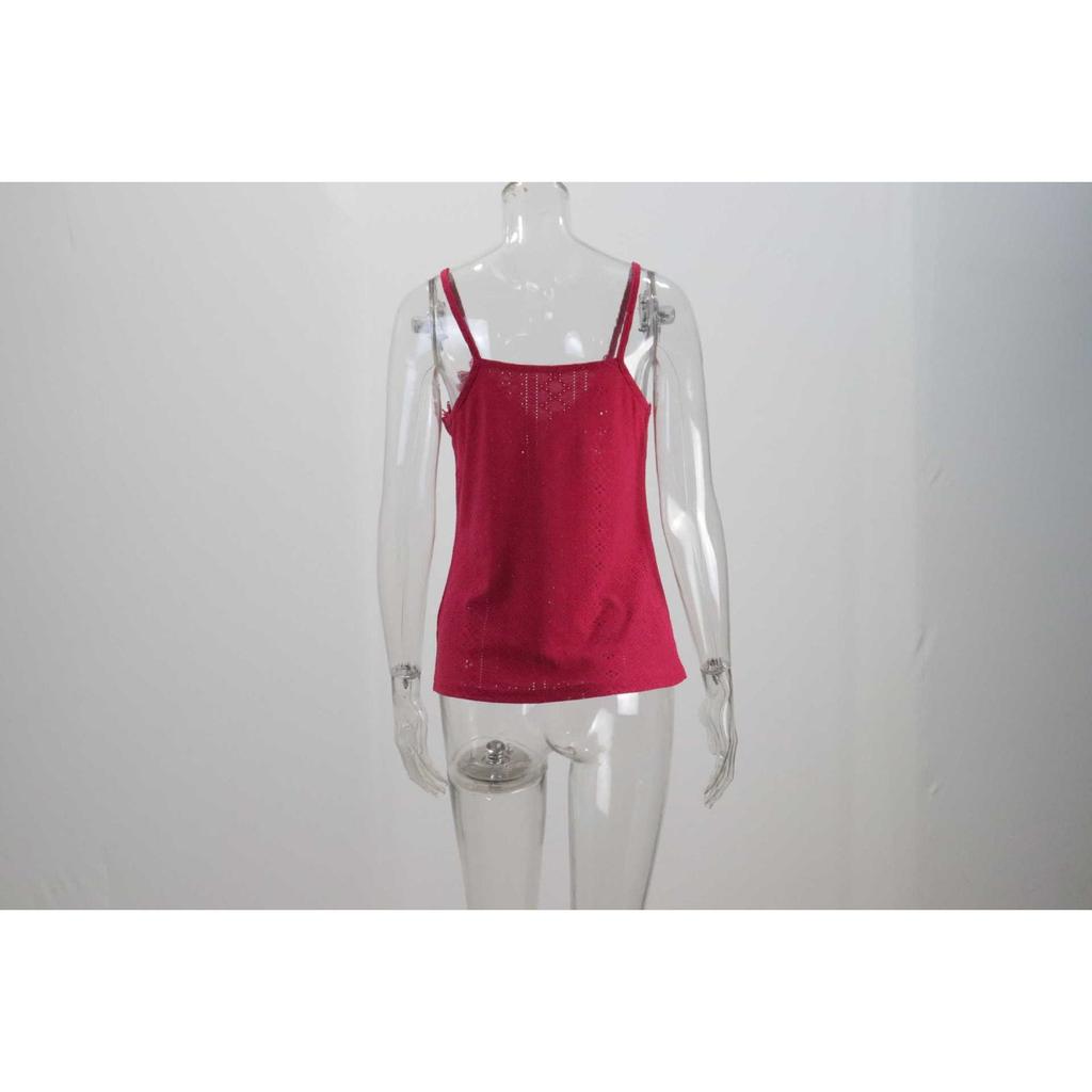 Летняя новая женская майка-топ на бретелях с V-образным вырезом и кружевом