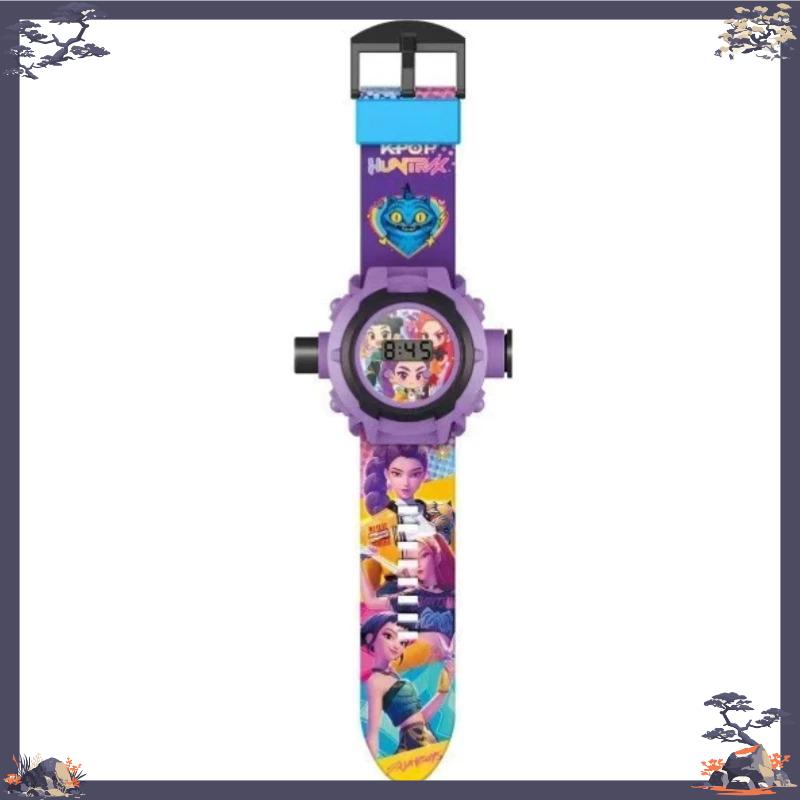 1pcsKids Projector Light Wristwatch K-POP Demon Hunters Electronic Watch Multifunctional Wristband Toy Birthday Gifts