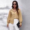 Women's Fashion Long Sleeve Button Down Collar Shirts Blouson Sleeve Blouse Business Casual Tops Work Clothes Office Daily Wear Solid Color New S-XL