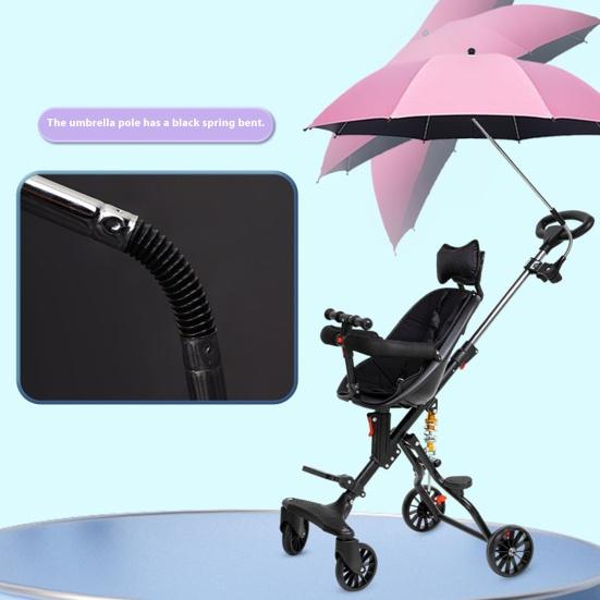 Baby Stroller Umbrella with Clamp UPF 50+ Sun UV Protection Adjustable Waterproof Windproof Universal Outdoor UV Blocking Pram Parasol
