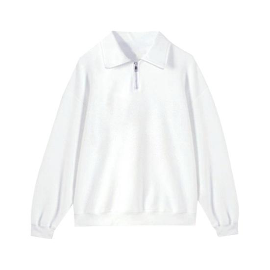 Men's Lapel Sweatshirt Casual Zip Collar Long Sleeve Pullover Loose Fit Solid Color Top for Streetwear Sports Daily Wear